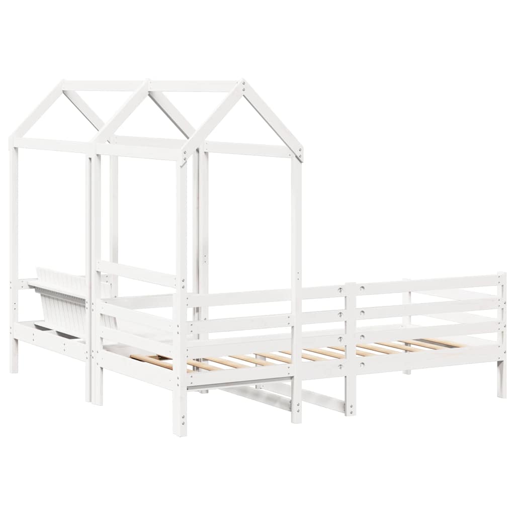 Set kreveta i klupe s krovom bez madraca bijele boje 80x200 cm