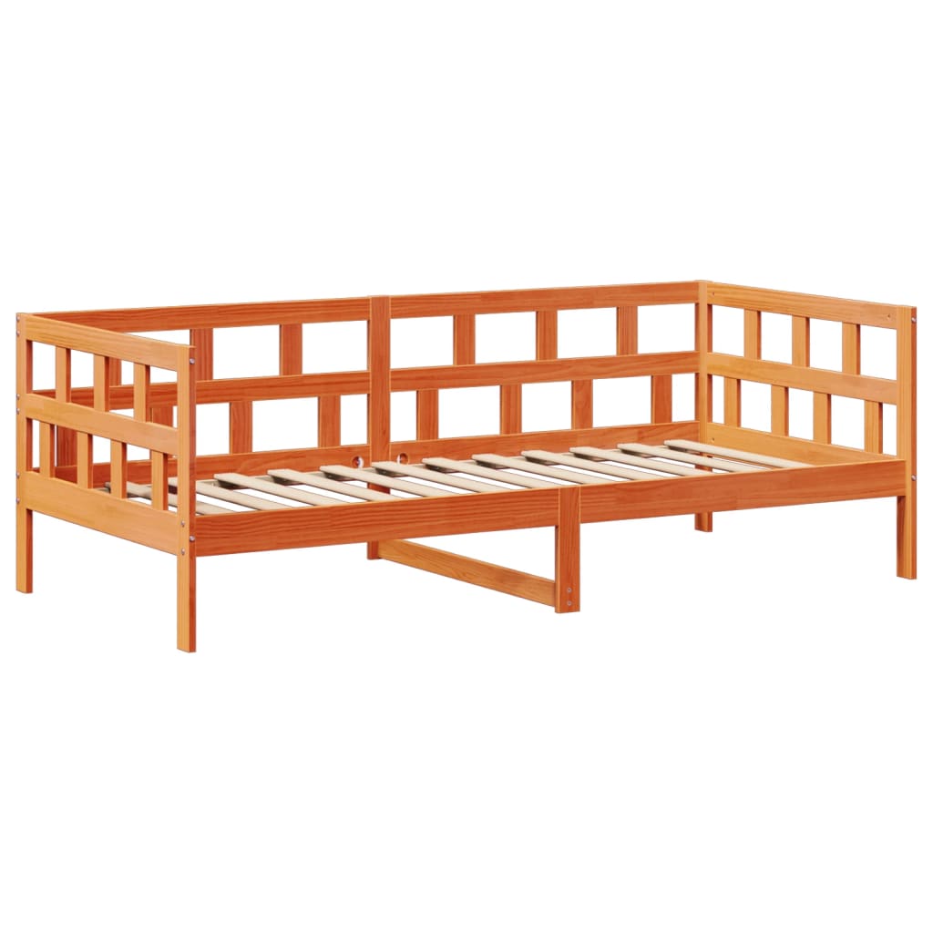 Set dnevnog kreveta s krovom voštano smeđi 90x200 cm borovina