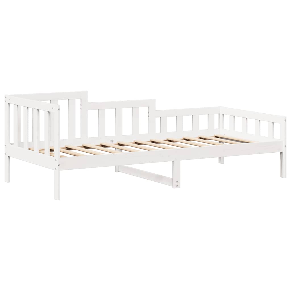 Dnevni krevet s krovom bez madraca bijeli 80x200cm masivno drvo