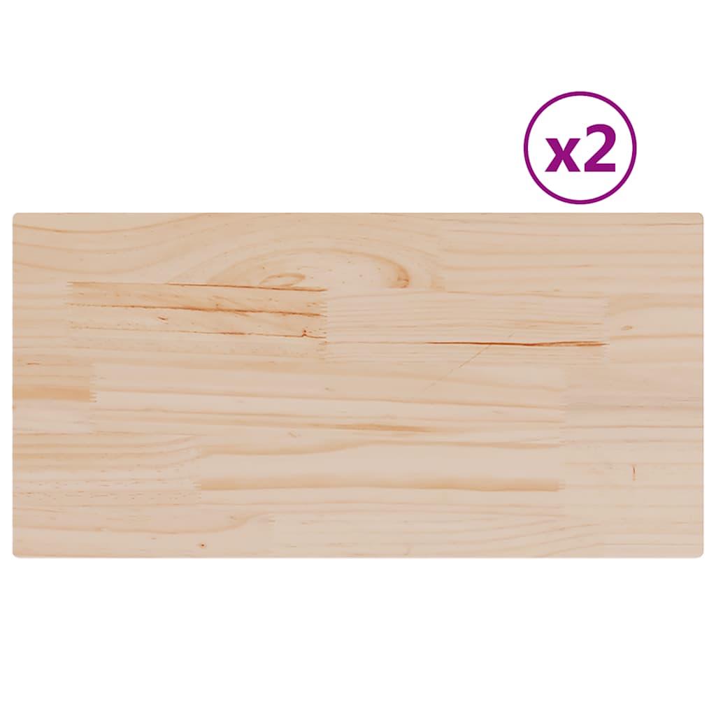 Stolne ploče 2 kom 80x40x1,7 cm od masivne borovine pravokutne