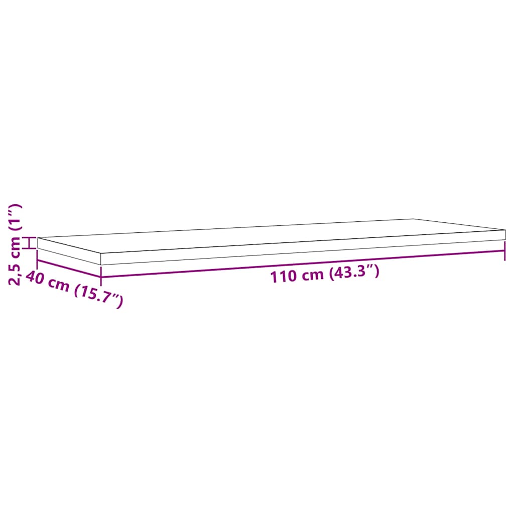 Ploča za stol 110 x 40 x 2,5 cm od masivne borovine pravokutna
