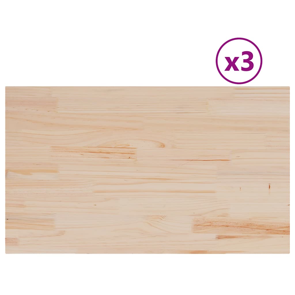 Stolne ploče 3 kom 80x47x2,5 cm od masivne borovine pravokutne
