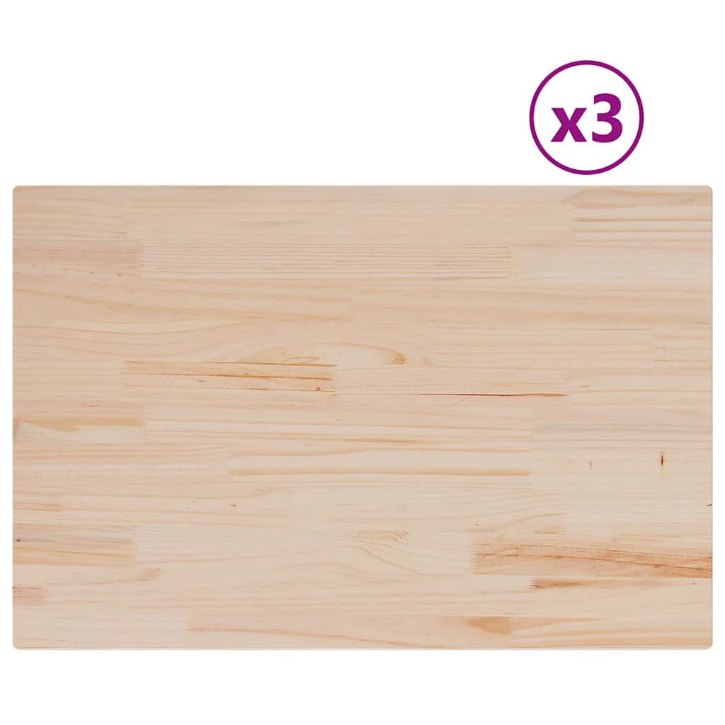 Stolne ploče 3 kom 80x53x2,5 cm od masivne borovine pravokutne