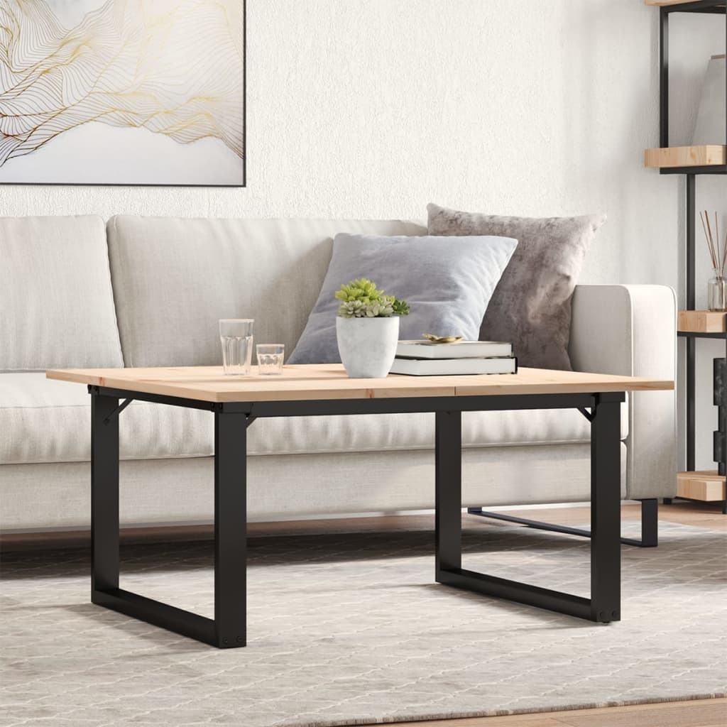 Stolić za kavu O-oblika 80x80x45 cm borovina i čelik