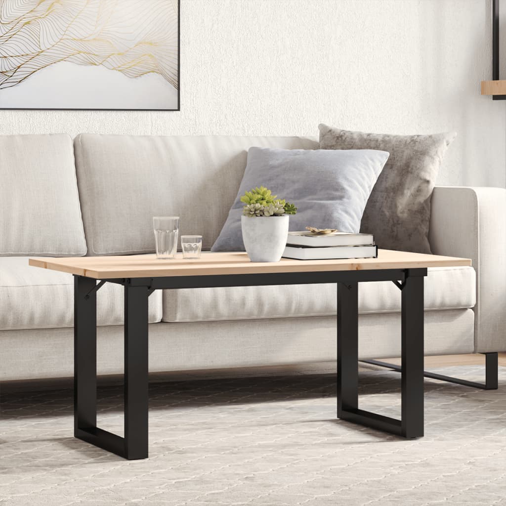 Stolić za kavu O-oblika 100x50x45cm borovina i čelik