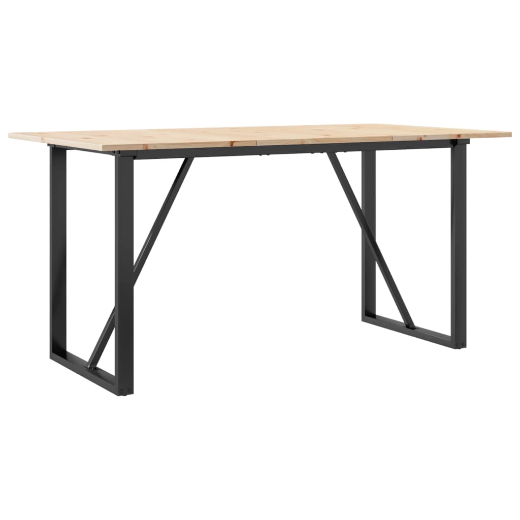 Blagovaonski stol O-oblika 160x80x75 cm od borovine i čelik