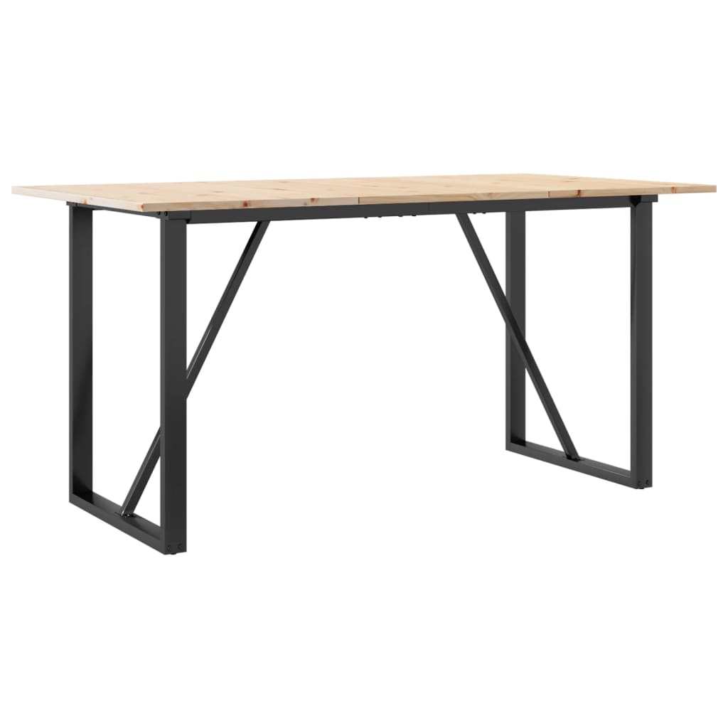Blagovaonski stol O-oblika 160x80x75 cm od borovine i čelik