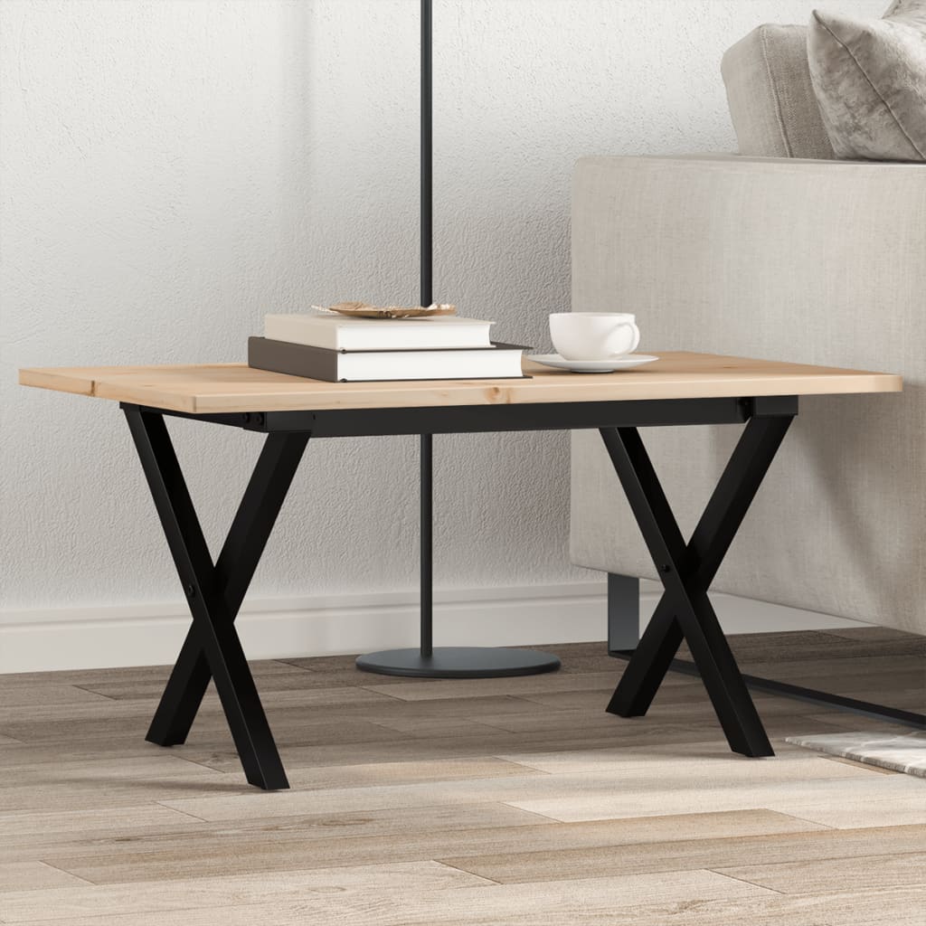 Stolić za kavu X-oblika 80x50x40 cm borovina i čelik