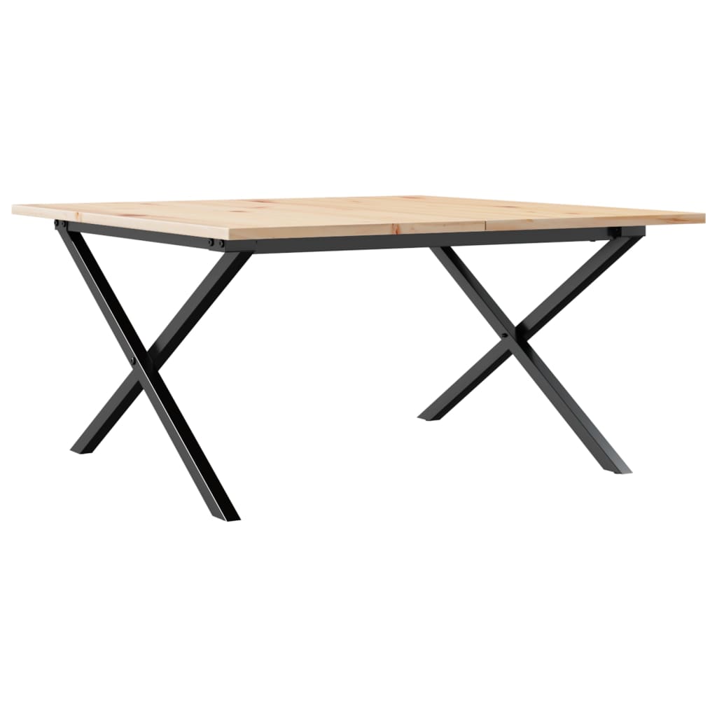 Stolić za kavu X-oblika 80x80x45 cm borovina i čelik
