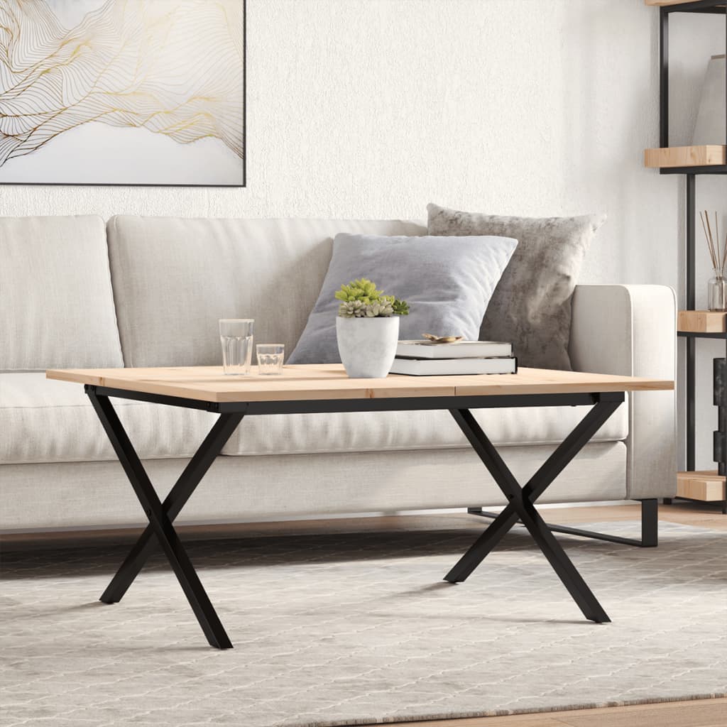 Stolić za kavu X-oblika 90x90x45 cm borovina i čelik