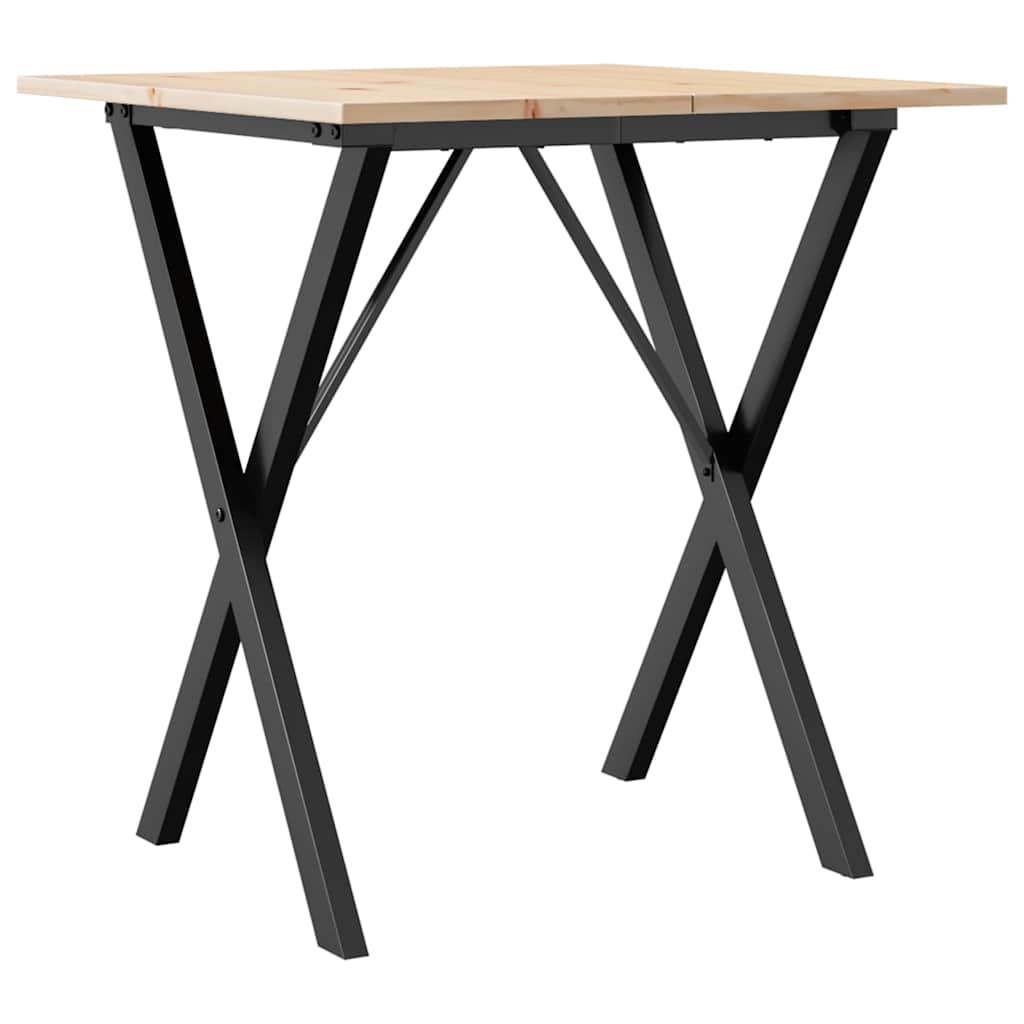 Blagovaonski stol X-oblika 70x70x75 cm od borovine i čelik