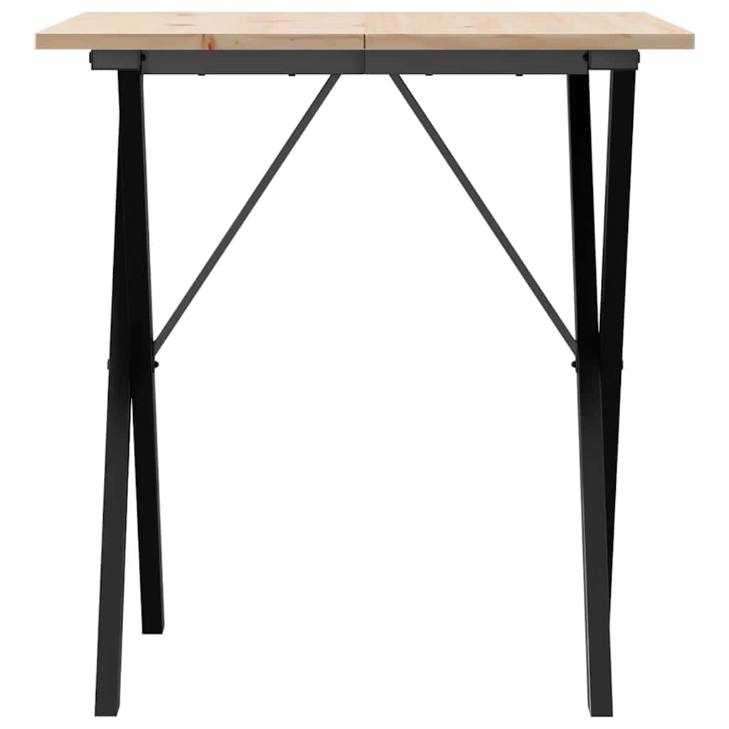 Blagovaonski stol X-oblika 70x70x75 cm od borovine i čelik