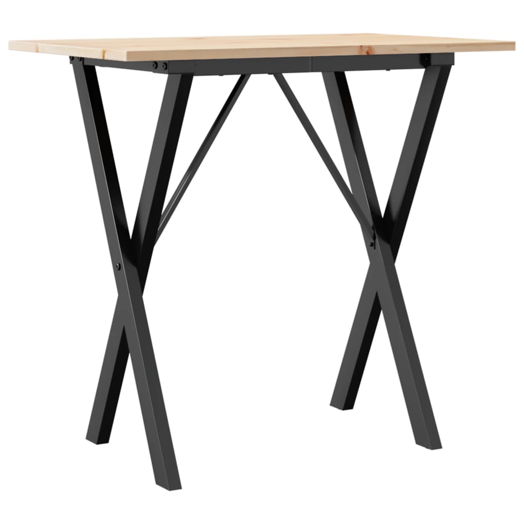 Blagovaonski stol X-oblika 80x50x75 cm od borovine i čelik