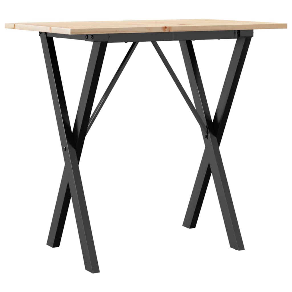Blagovaonski stol X-oblika 80x50x75 cm od borovine i čelik