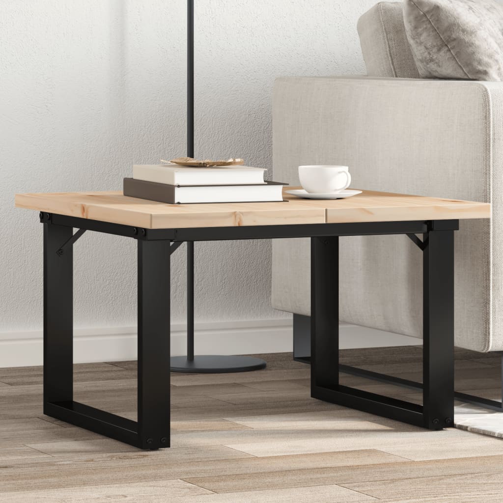 Stolić za kavu O-oblika 70x70x40,5 cm od borovine i čelik