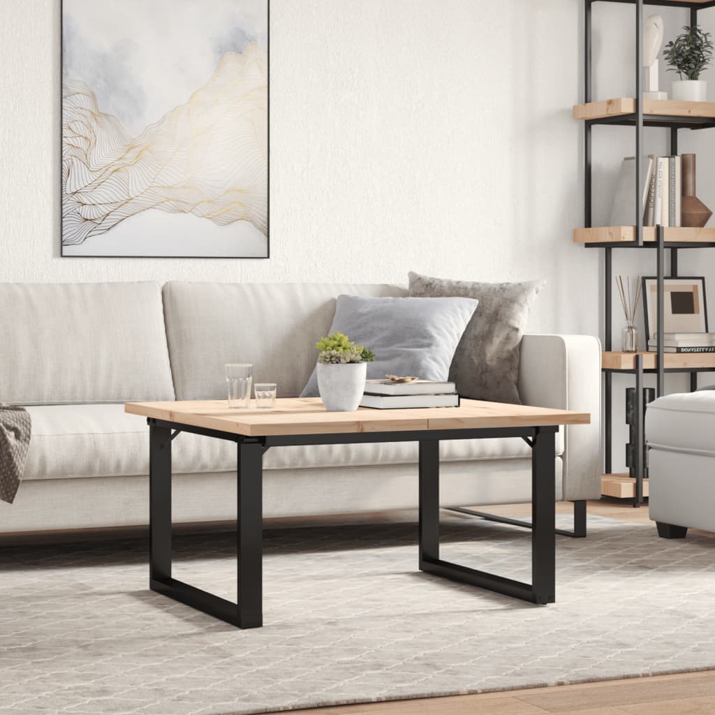 Stolić za kavu O-oblika 80x80x45,5 cm od borovine i čelik