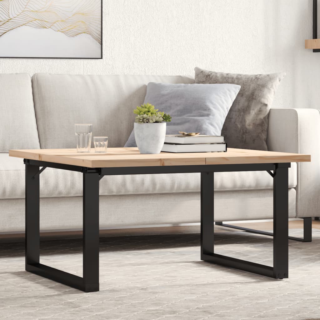 Stolić za kavu O-oblika 80x80x45,5 cm od borovine i čelik
