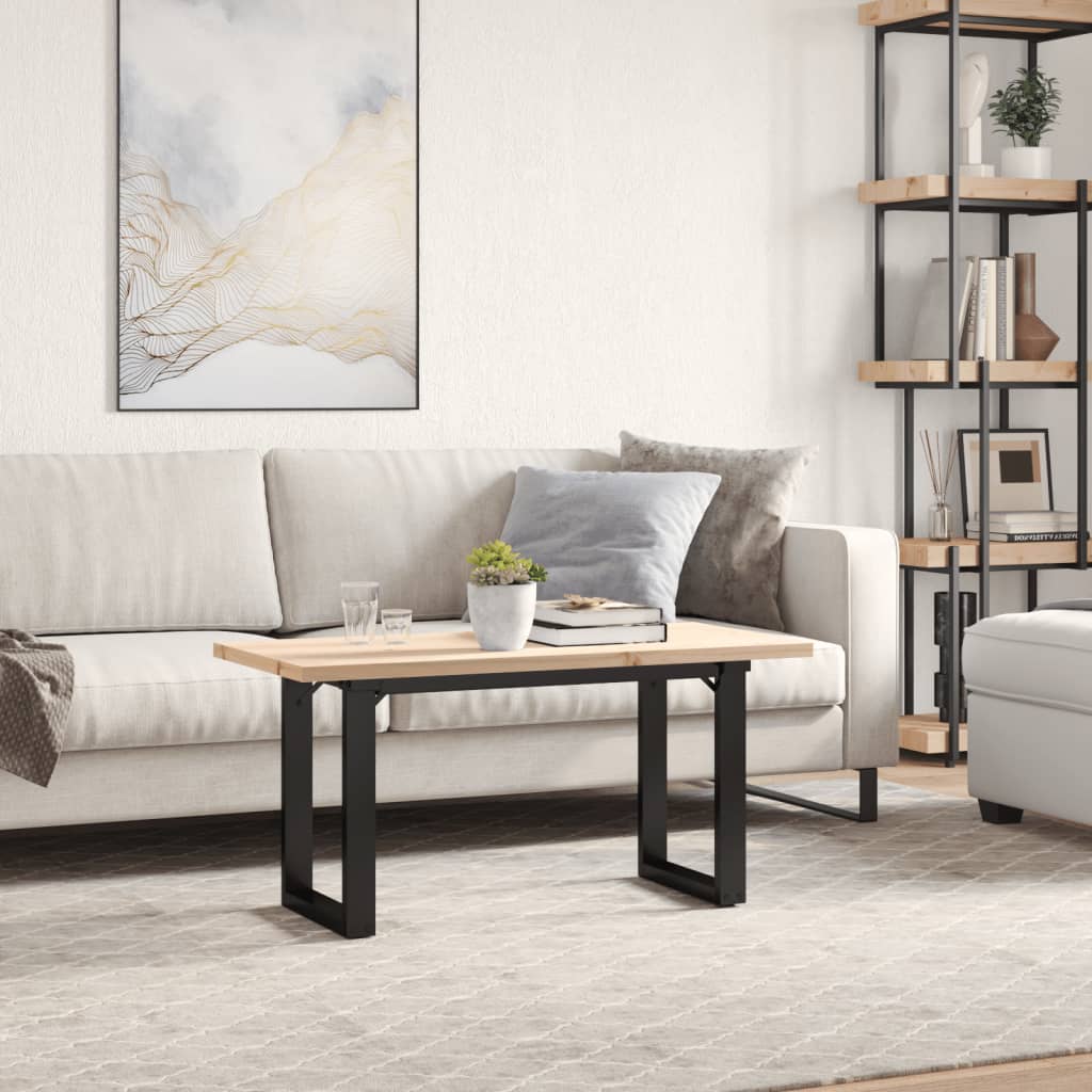 Stolić za kavu O-oblika 100x50x45,5 cm od borovine i čelik