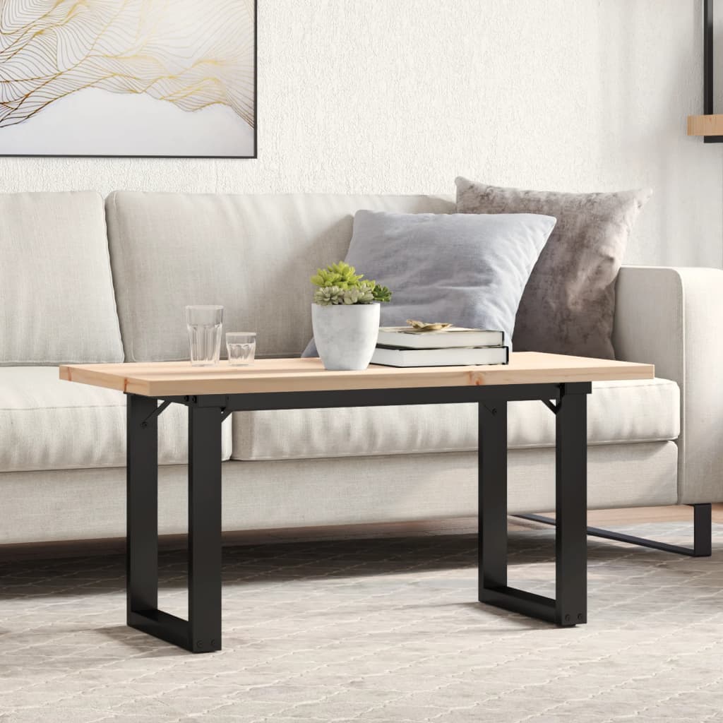 Stolić za kavu O-oblika 100x50x45,5 cm od borovine i čelik