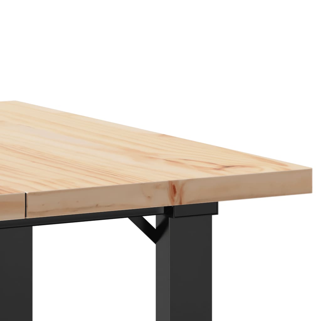 Blagovaonski stol O-oblika 70x70x75,5 cm od borovine i čelik