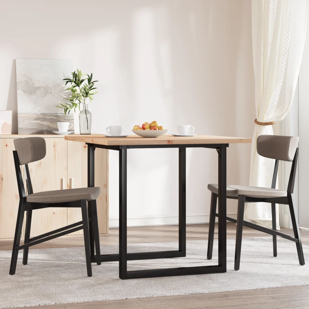 Blagovaonski stol O-oblika 80x80x75,5 cm od borovine i čelik