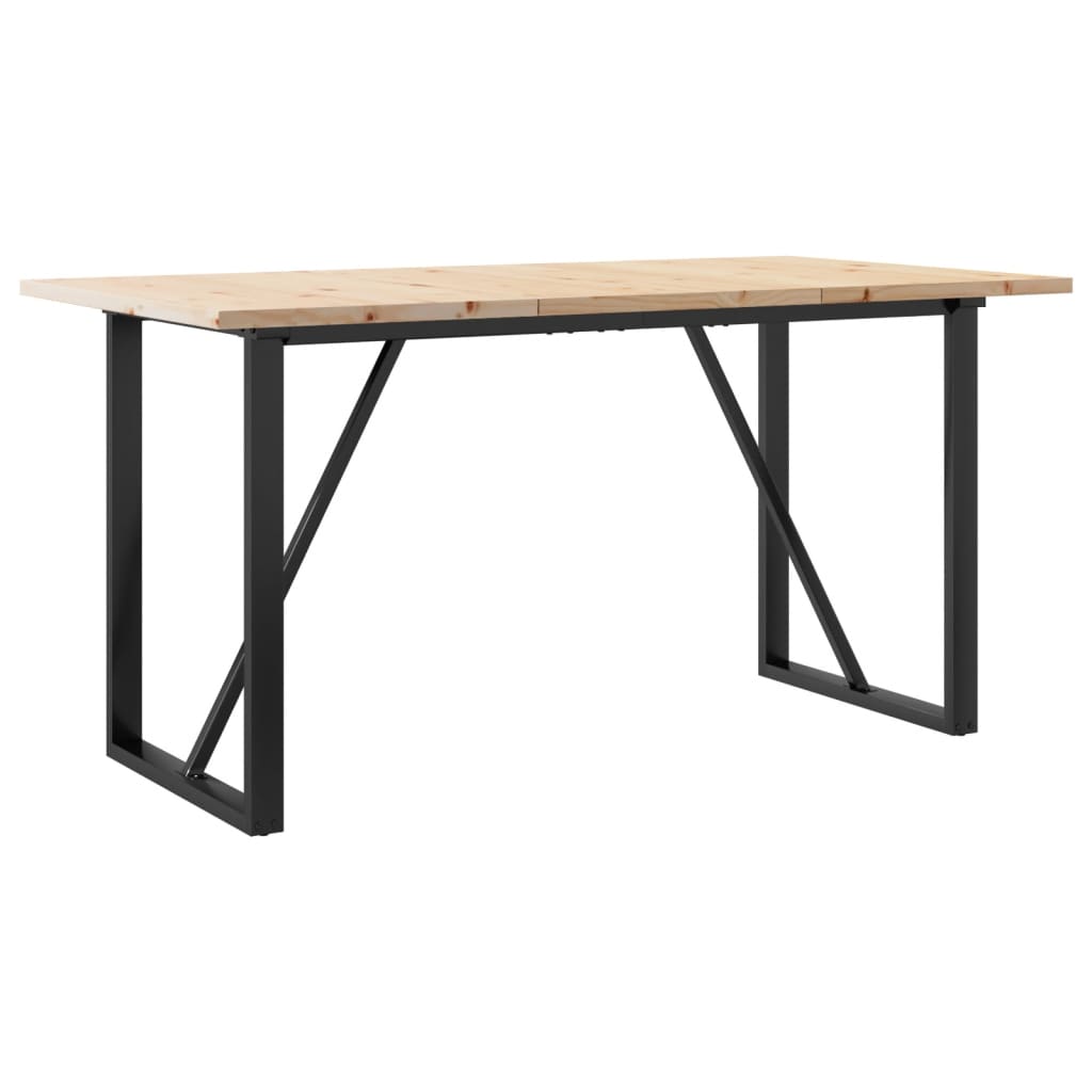 Blagovaonski stol O-oblika 160x80x75,5 cm od borovine i čelik