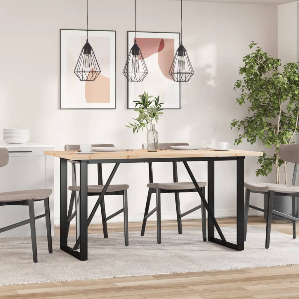 Blagovaonski stol O-oblika 160x80x75,5 cm od borovine i čelik