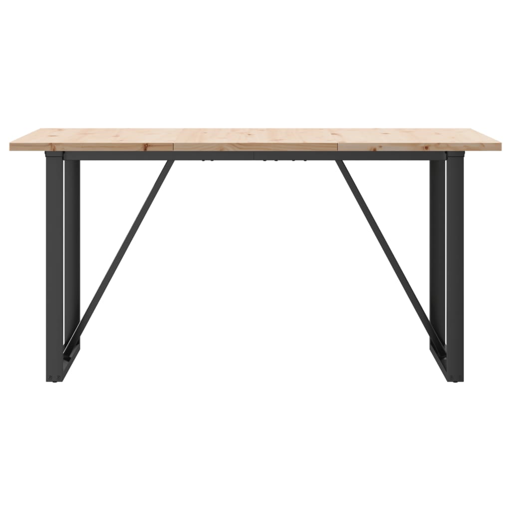 Blagovaonski stol O-oblika 160x80x75,5 cm od borovine i čelik