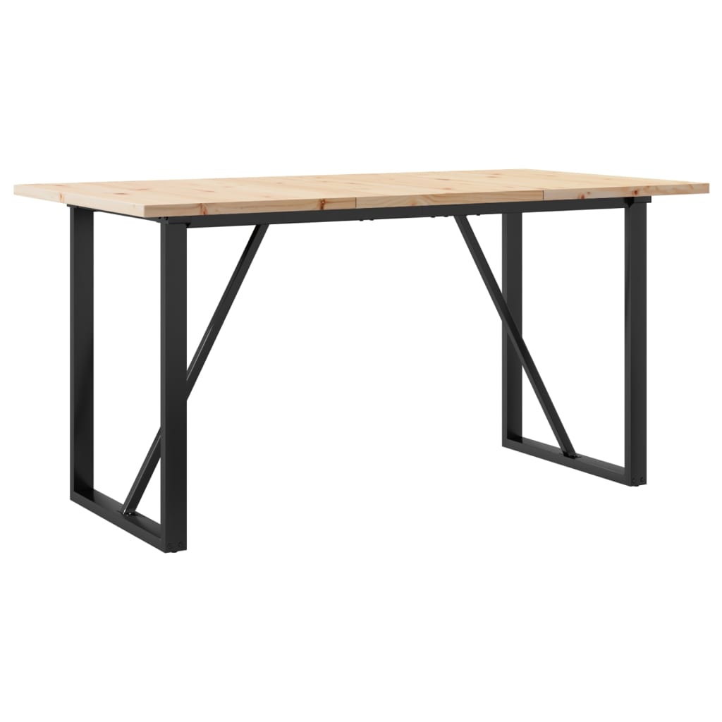 Blagovaonski stol O-oblika 160x80x75,5 cm od borovine i čelik