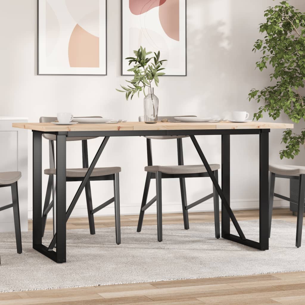 Blagovaonski stol O-oblika 160x80x75,5 cm od borovine i čelik