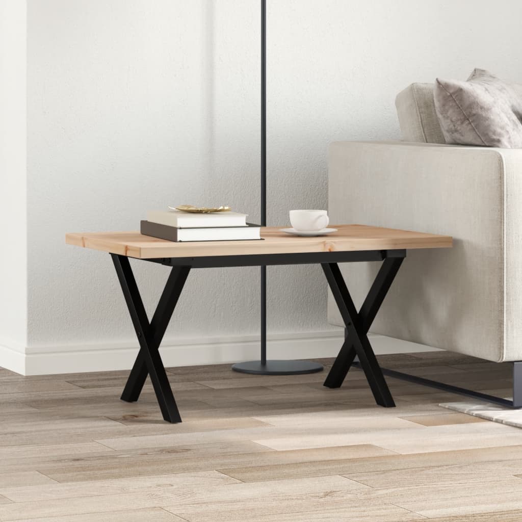 Stolić za kavu X-oblika 80x50x40,5 cm od borovine i čelik