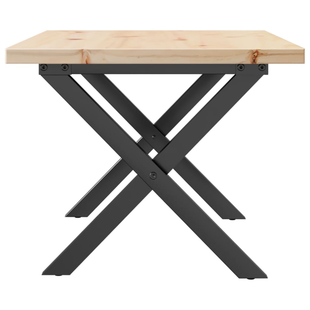 Stolić za kavu X-oblika 80x50x40,5 cm od borovine i čelik