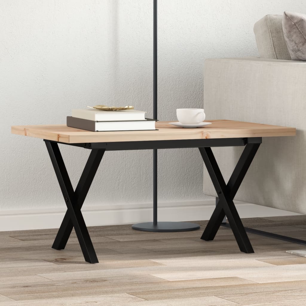 Stolić za kavu X-oblika 80x50x40,5 cm od borovine i čelik