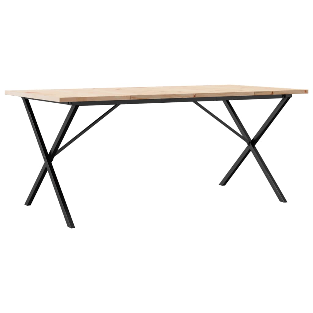 Blagovaonski stol X-oblika 180x90x75,5 cm od borovine i čelik