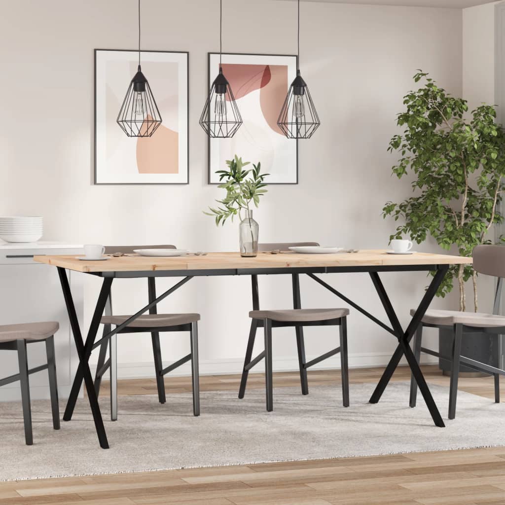 Blagovaonski stol X-oblika 180x90x75,5 cm od borovine i čelik