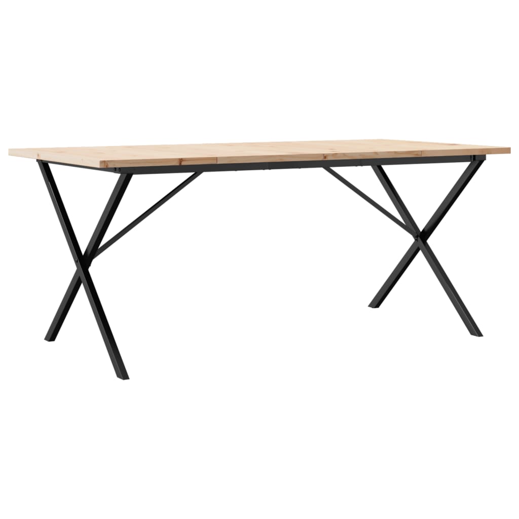 Blagovaonski stol X-oblika 180x90x75,5 cm od borovine i čelik