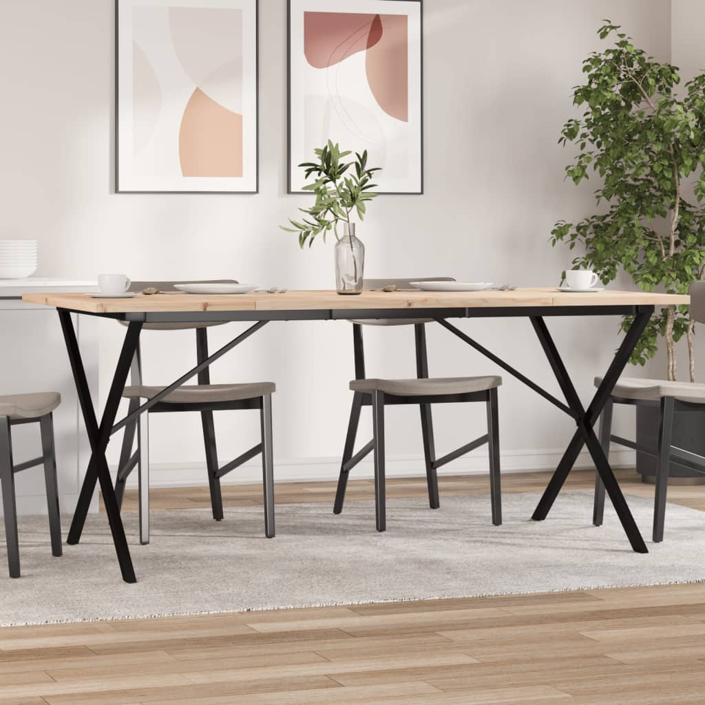 Blagovaonski stol X-oblika 180x90x75,5 cm od borovine i čelik