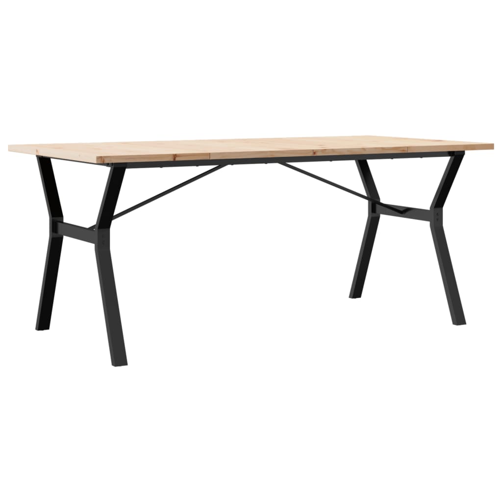 Blagovaonski stol Y-oblika 180x90x75,5 cm od borovine i čelik