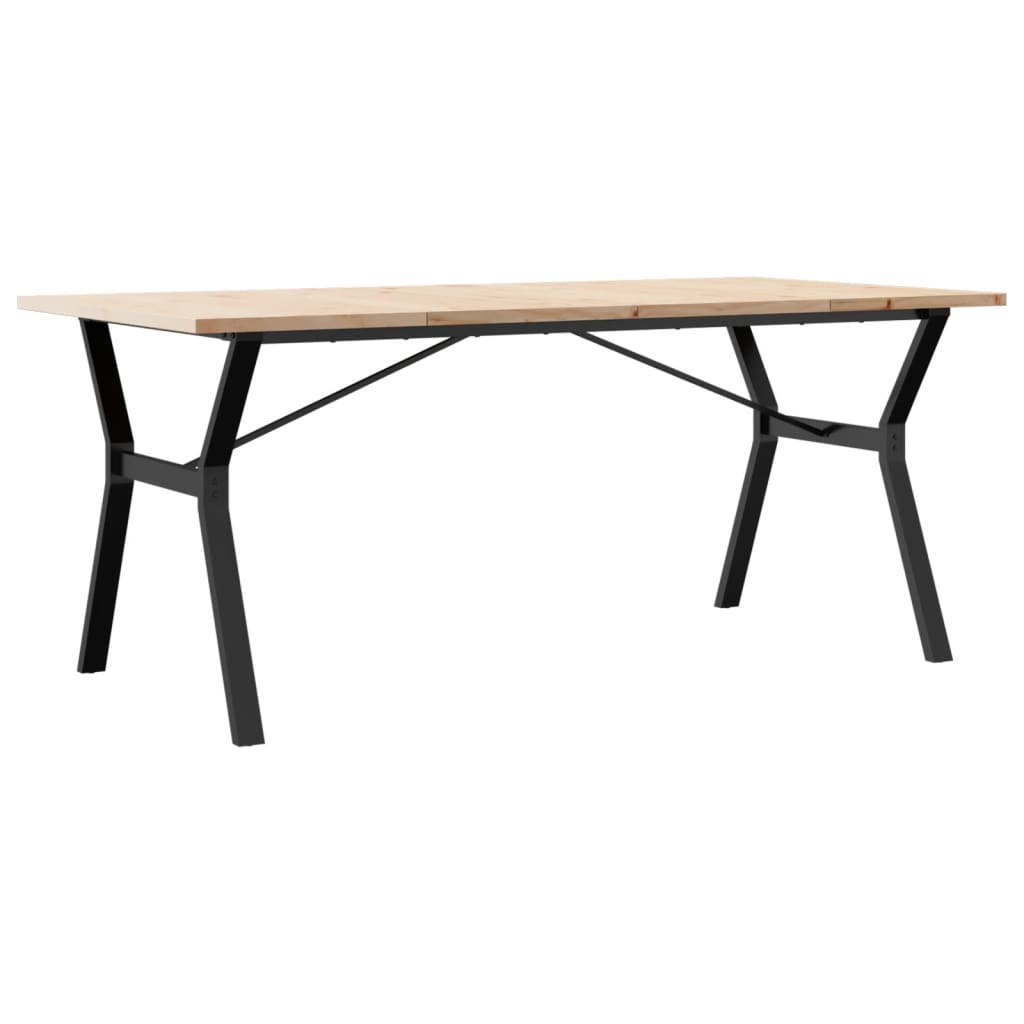 Blagovaonski stol Y-oblika 180x90x75,5 cm od borovine i čelik