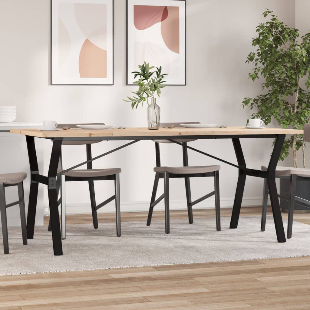 Blagovaonski stol Y-oblika 180x90x75,5 cm od borovine i čelik