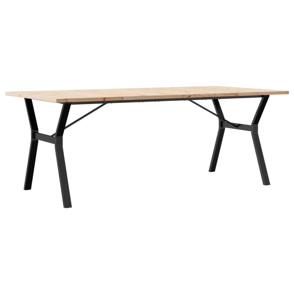 Blagovaonski stol Y-oblika 200x100x75,5cm od borovine i čelik