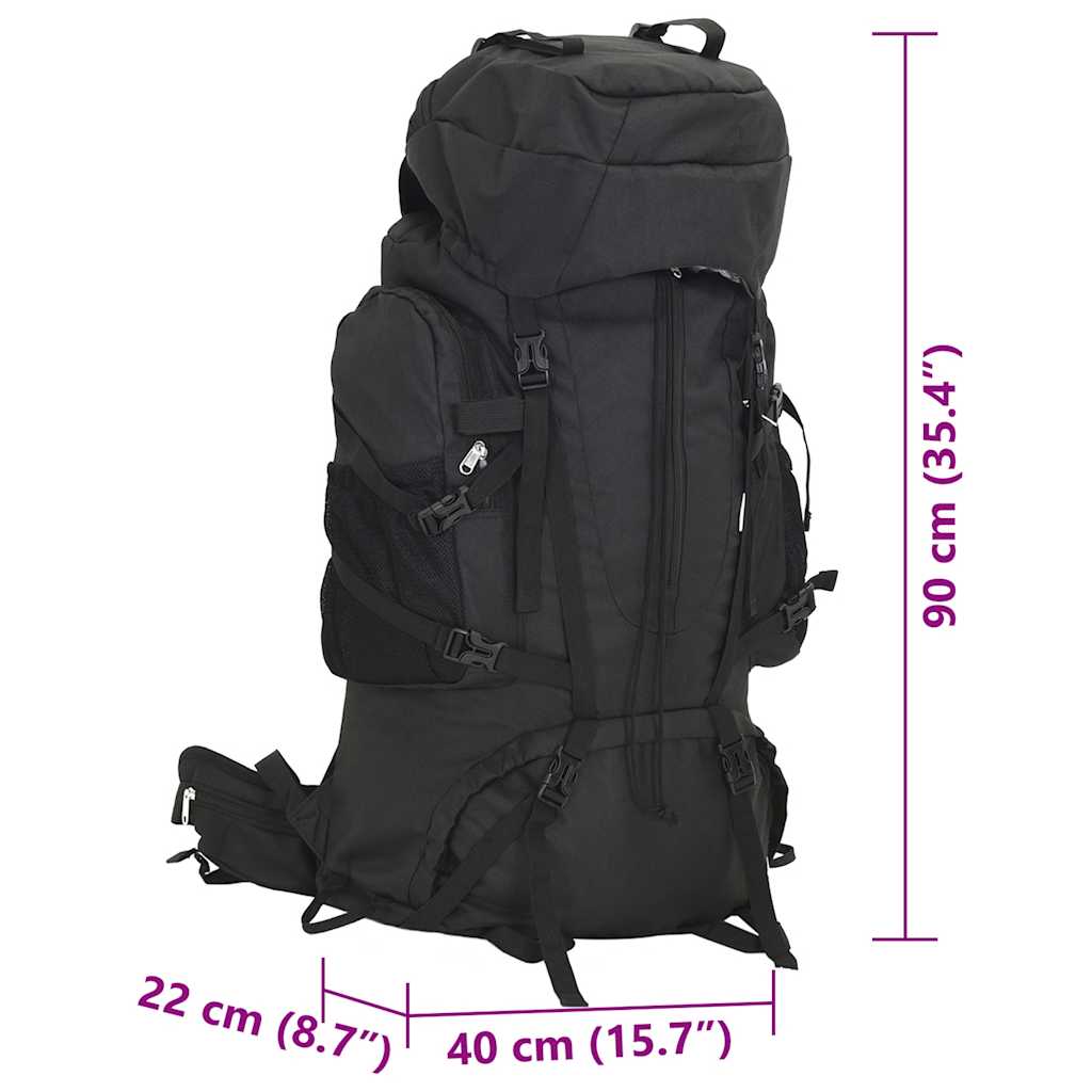 Ruksak za planinarenje crni 100 L od tkanine Oxford