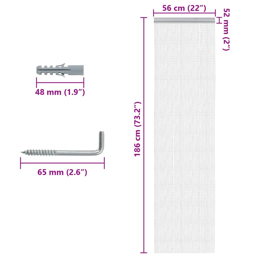 Lančani zastor za zaštitu od muha 56 x 186 cm aluminijski