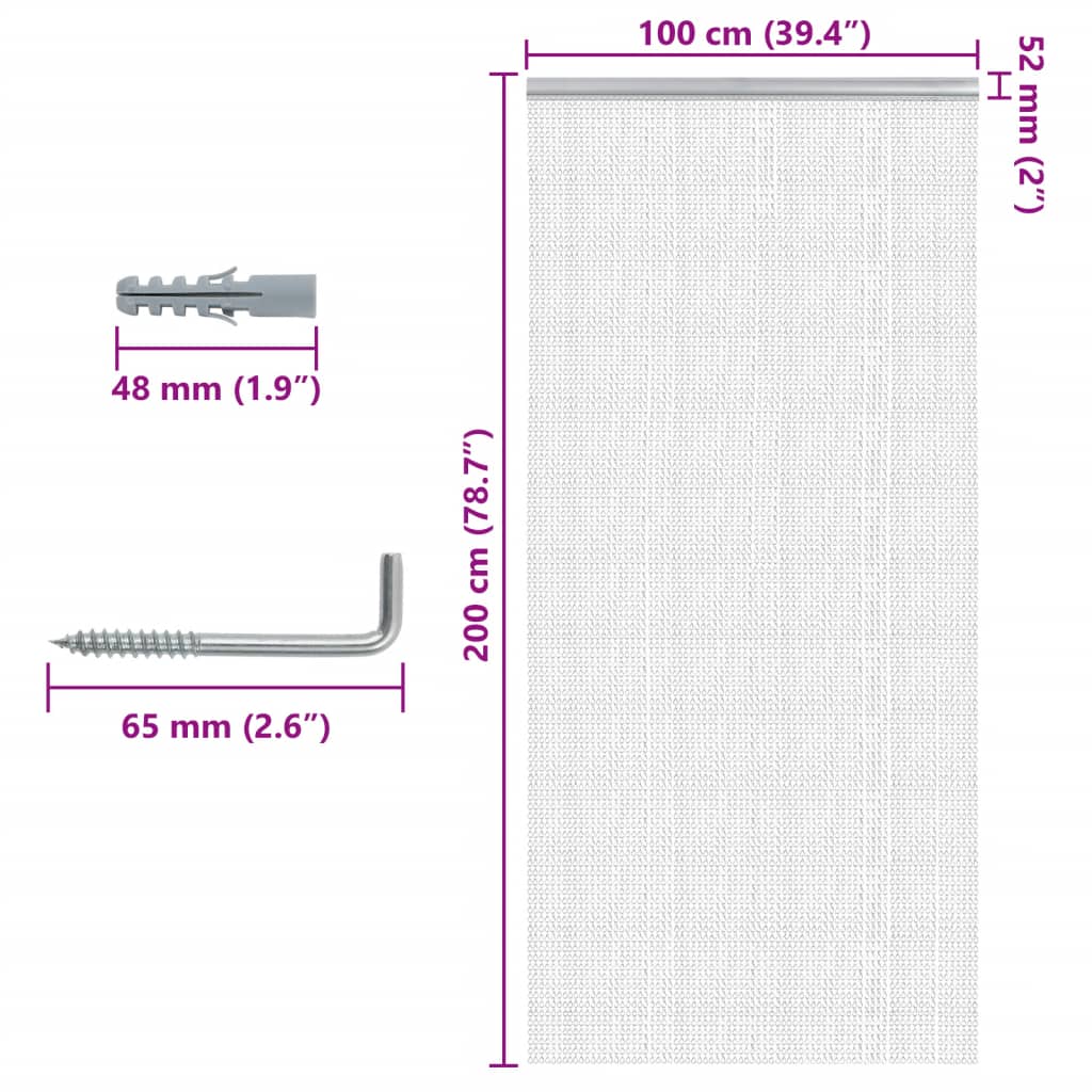 Lančani zastor za zaštitu od muha 100 x 200 cm aluminijski