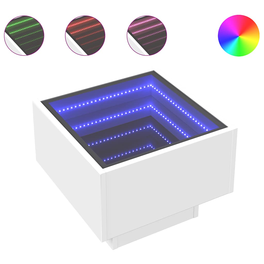 Bočni stolić LED bijeli 40 x 40 x 30 cm od konstruiranog drva
