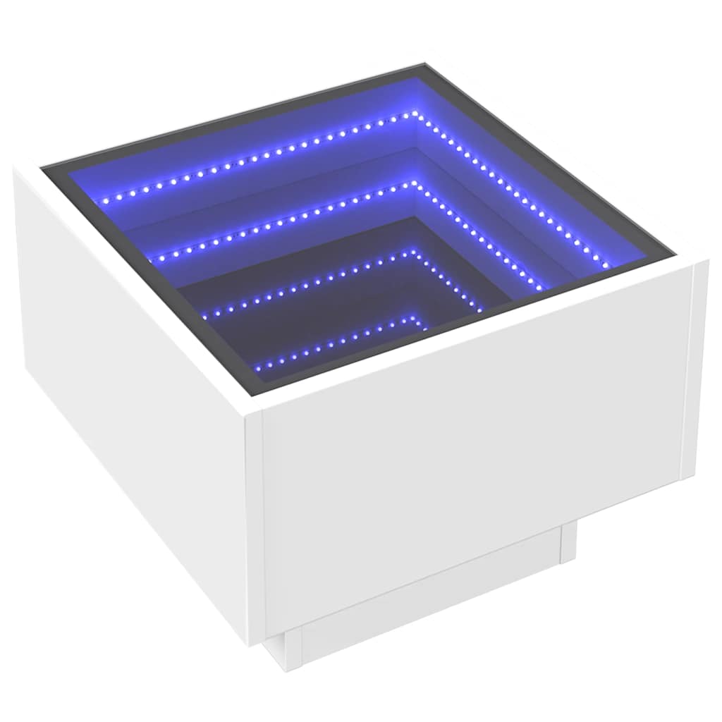 Bočni stolić LED bijeli 40 x 40 x 30 cm od konstruiranog drva