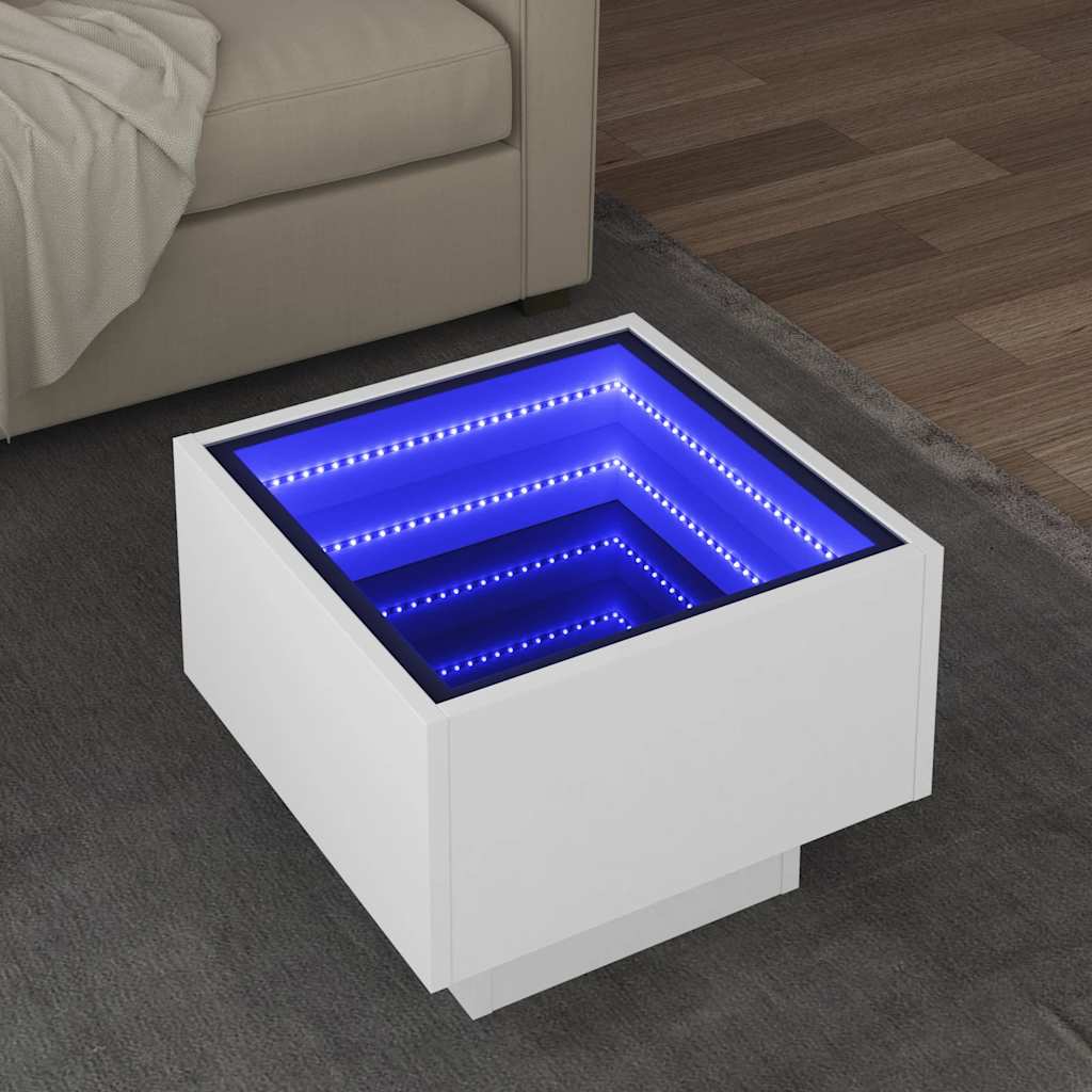 Bočni stolić LED bijeli 40 x 40 x 30 cm od konstruiranog drva