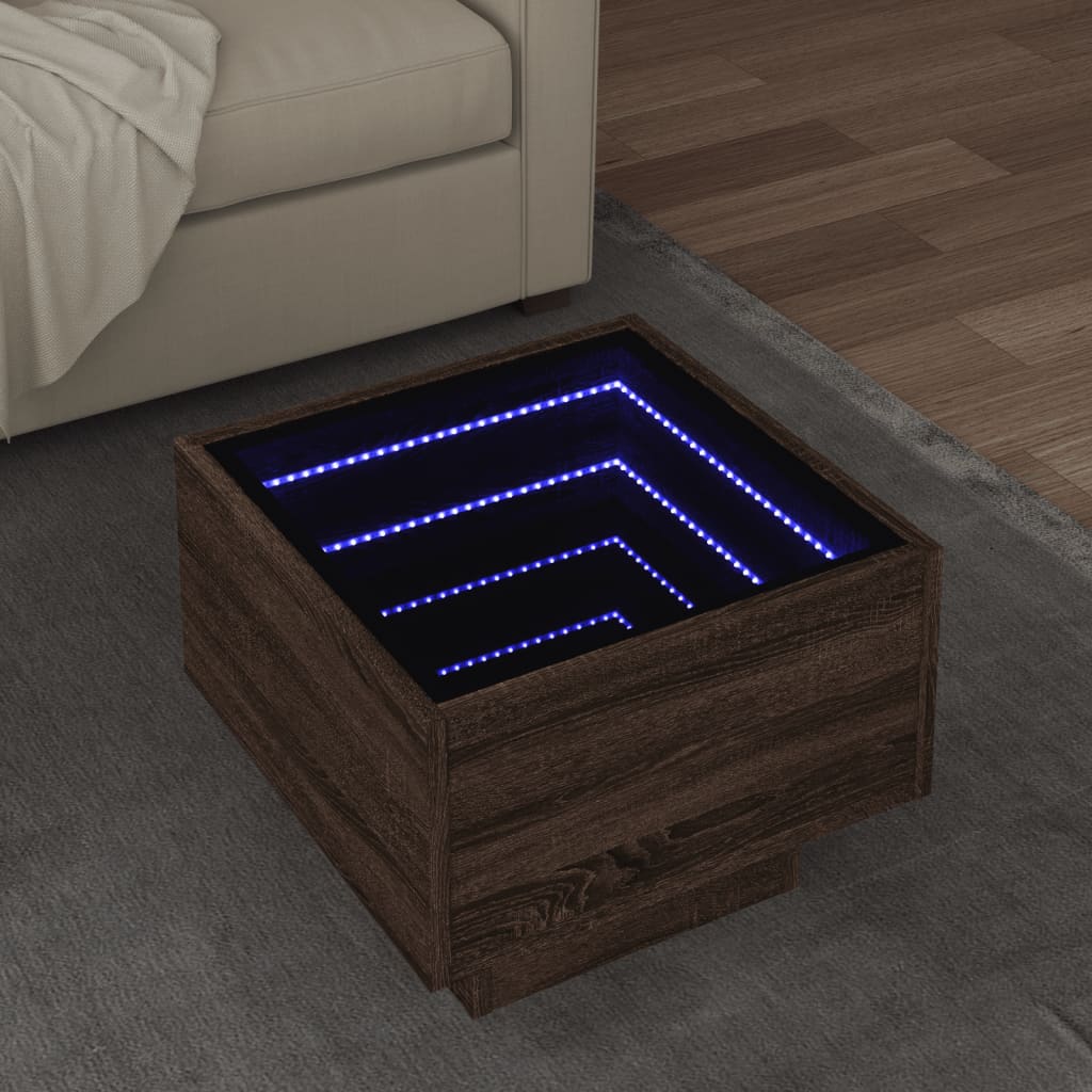 Bočni stolić LED boja hrasta 40 x 40 x 30 cm konstruirano drvo
