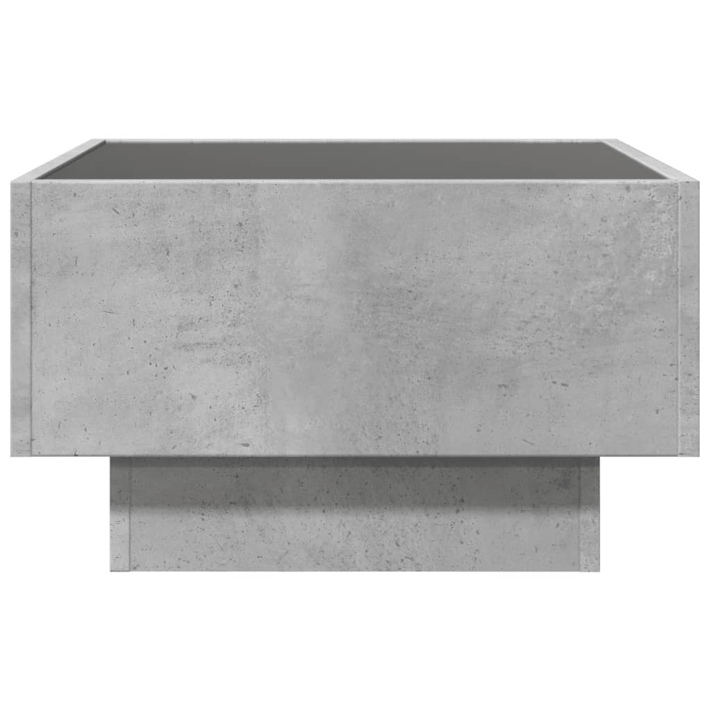 Stolić za kavu LED siva boja betona 50x50x30 cm drveni