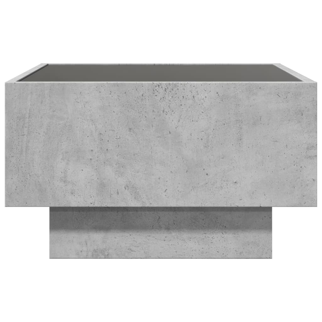 Stolić za kavu LED siva boja betona 50x50x30 cm drveni